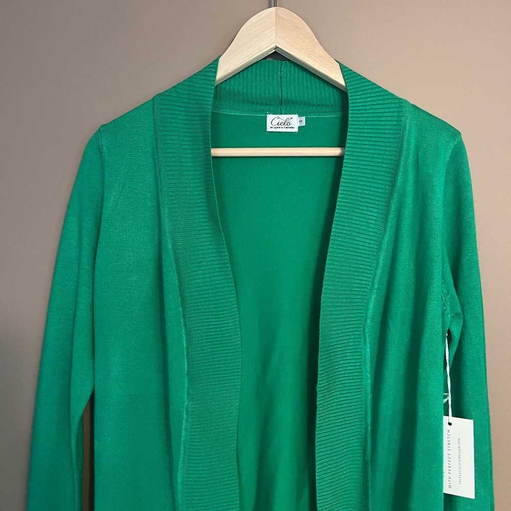 {Cielo} Open Front Cardigan Sweater in Green - Womens Small - NWT - Picture 2 of 11